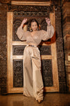 Loreen belted wide leg pants taupe