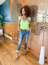 Flavia Green Glass Feathers Tank Top