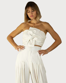  Twist ribbon white top