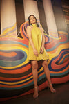 Grace leather minidress lime yellow