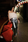Karl metallic pants in blue