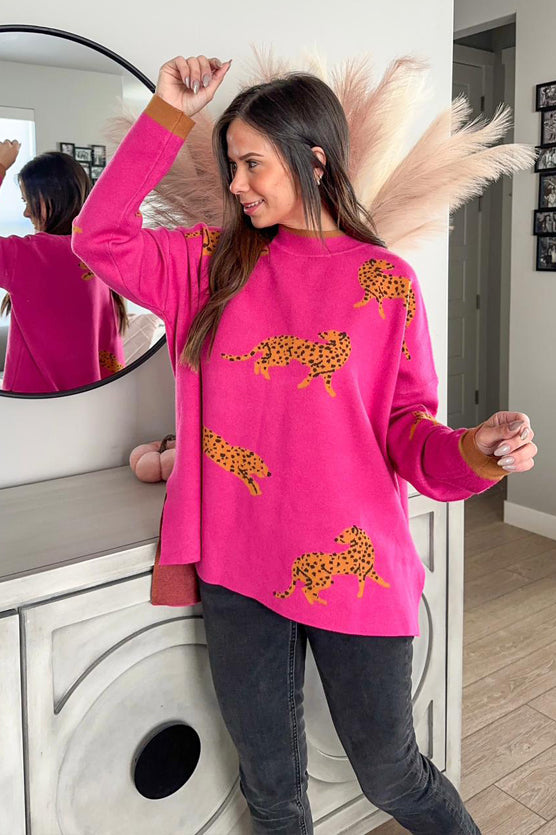Pattern tiger pink sweater