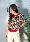 Leopart in red sweater