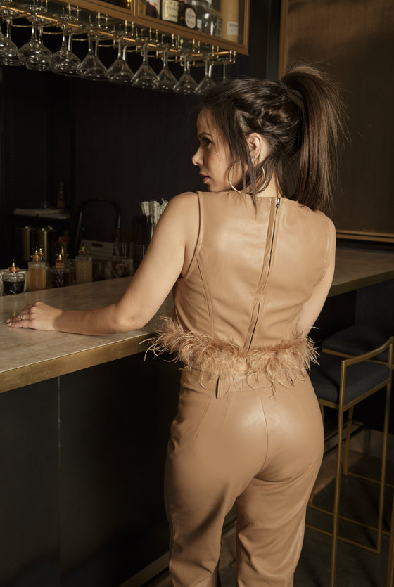 Nadine feathers top in tan