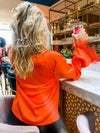 Stella Orange Feathers Satin top