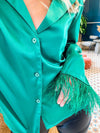 Stella Green Feathers Satin Top
