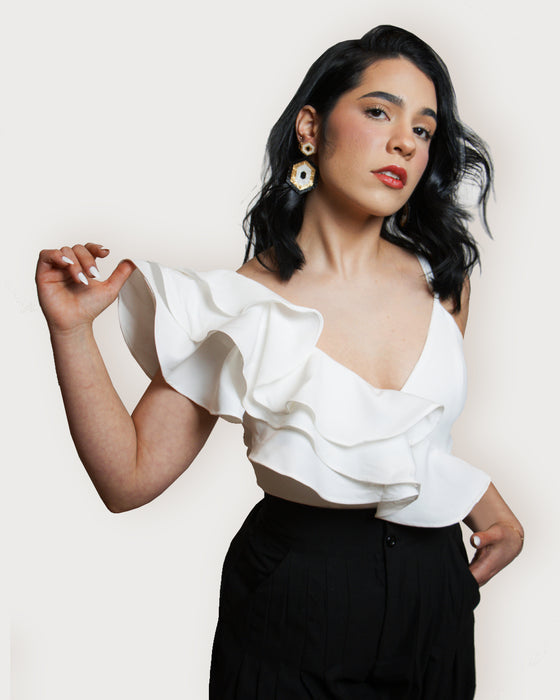 Tulip white ruffle top