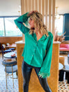 Stella Green Feathers Satin Top